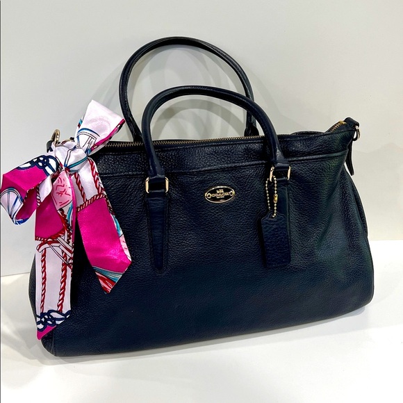 Coach Black/Navy Leather Satchel w/ Free Twilly | EUC - Picture 1 of 17